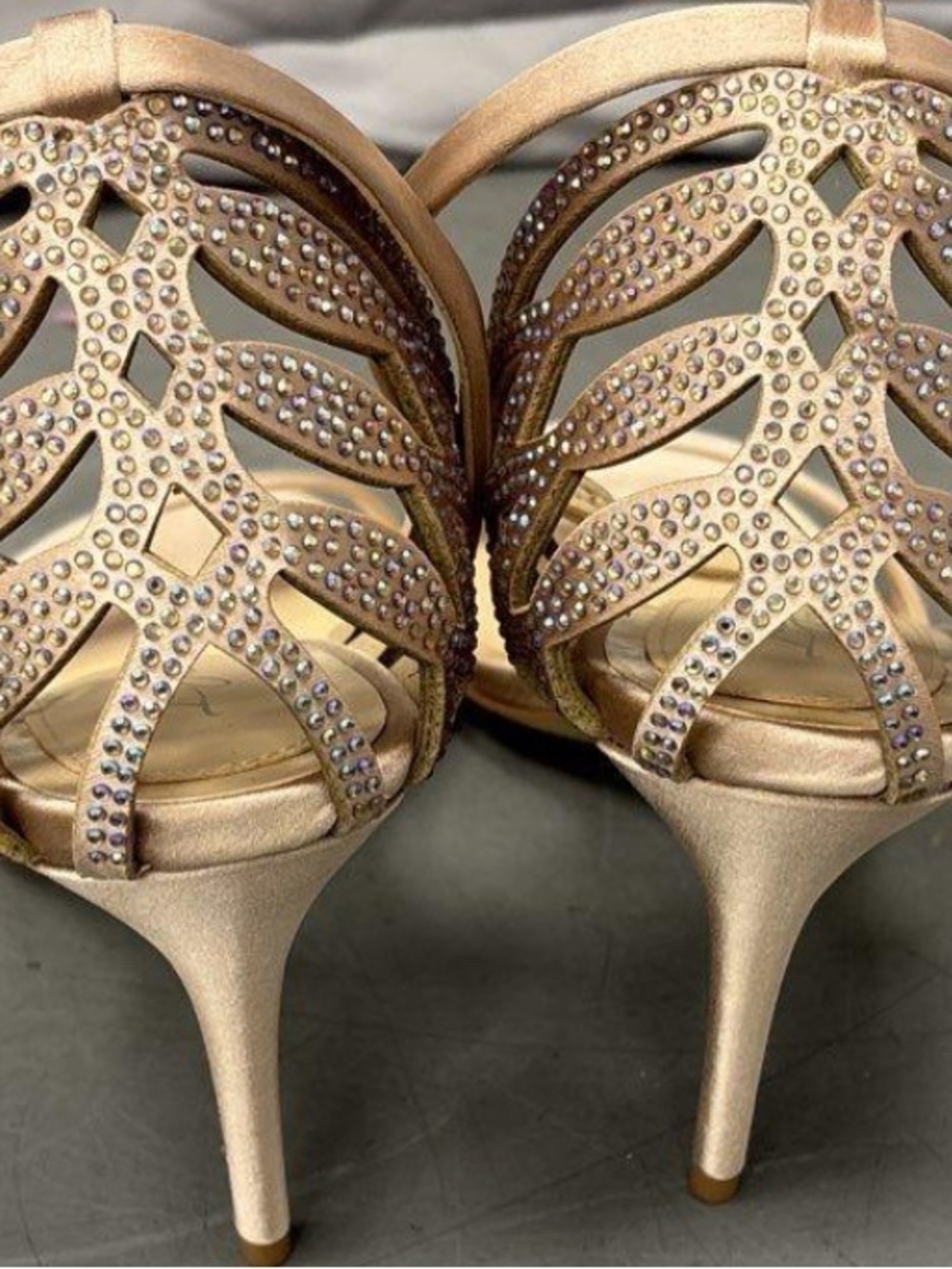 Vince Camuto Blush- Rose- Gold Rhinestone Cutout Stiletto Heels. Sexy & romantic